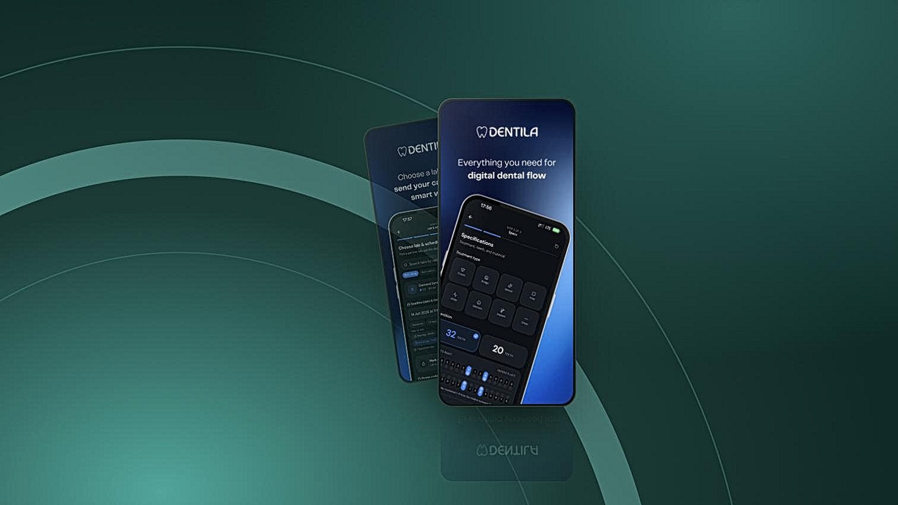 Dentila — dentist and dental lab case platform shown on iPhone